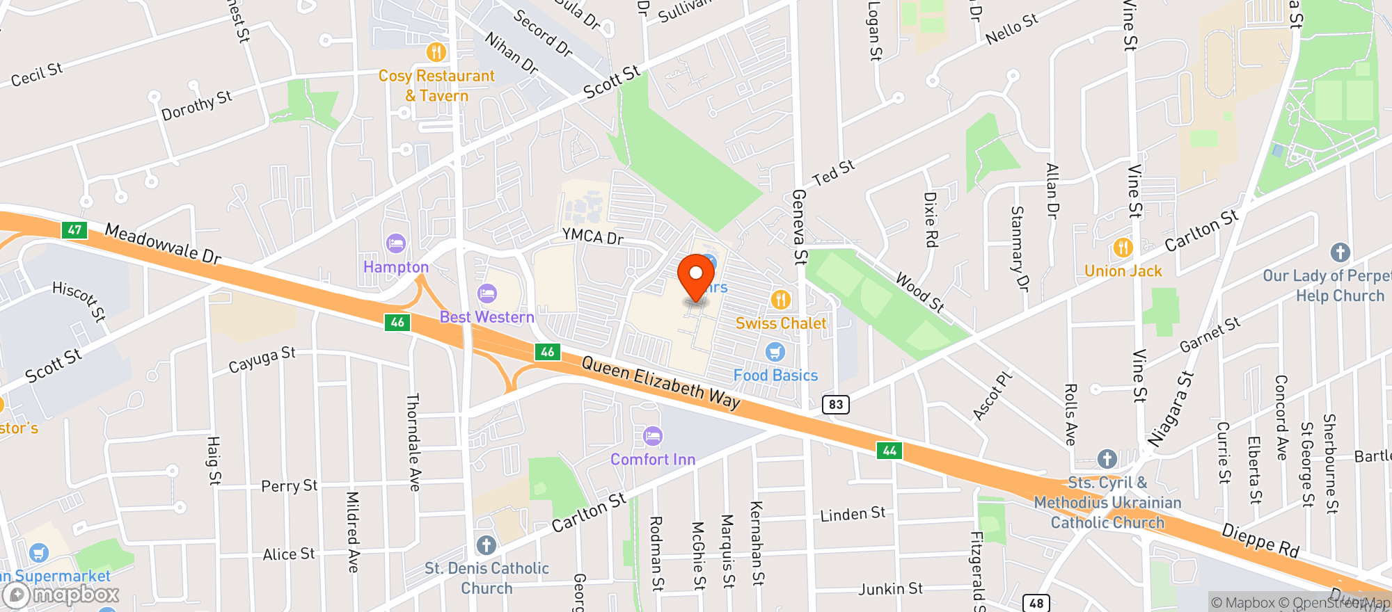 Map showing Healthy Planet – St. Catharines