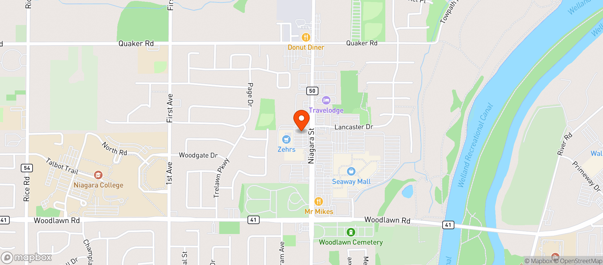 Map showing Zehrs Welland Niagara