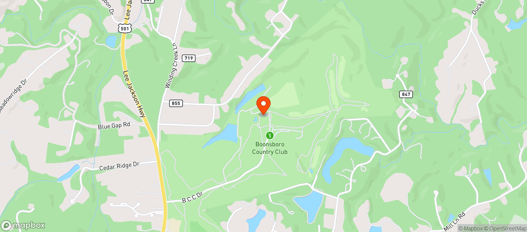 Map showing Boonsboro Country Club