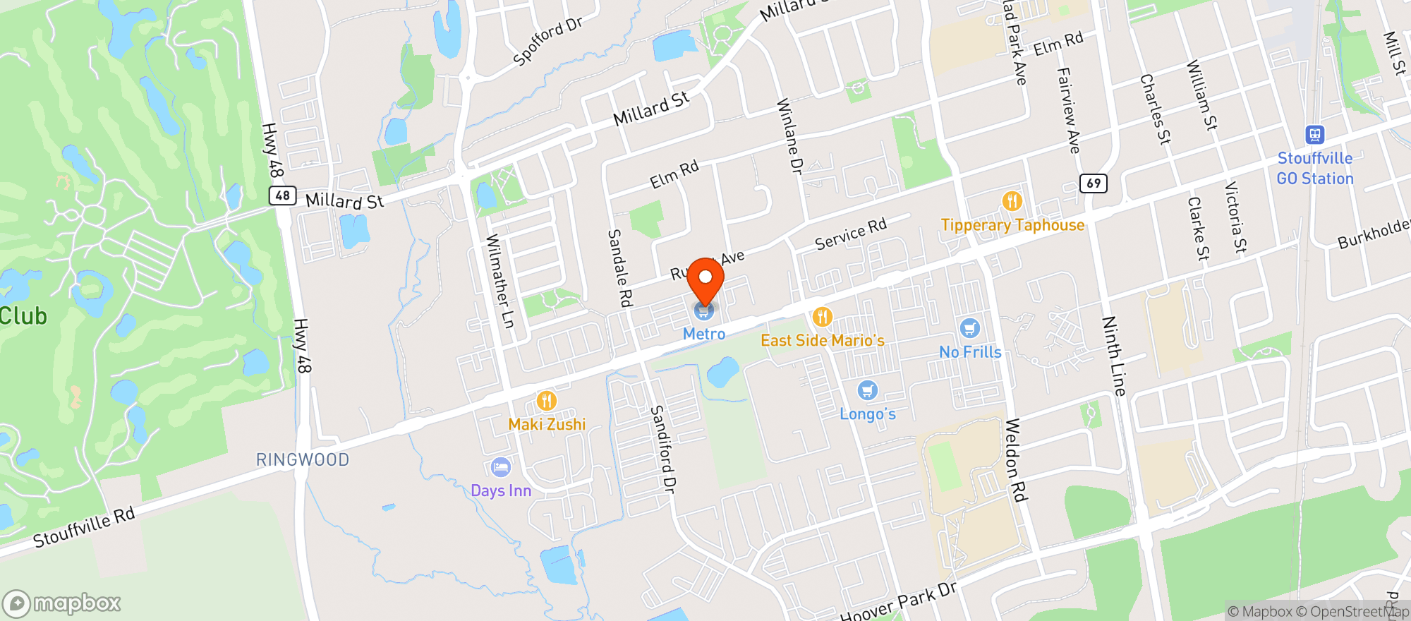 Map showing Metro Ontario