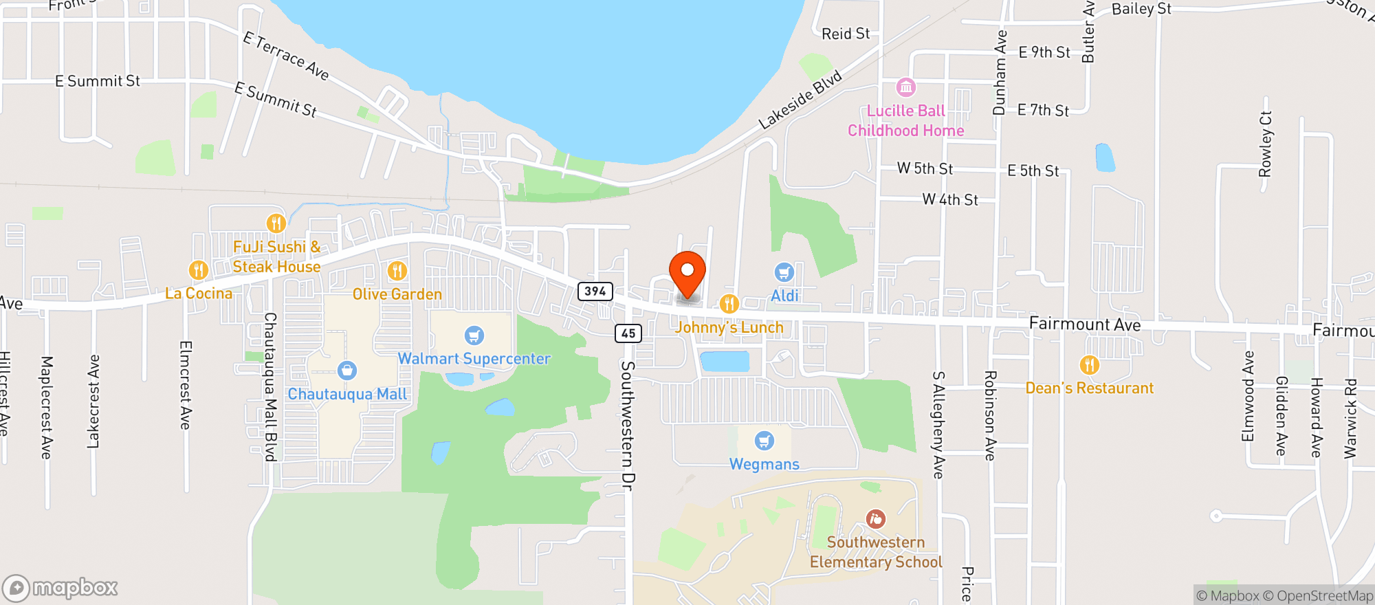 Map showing Evans Discount Wine & Liquor