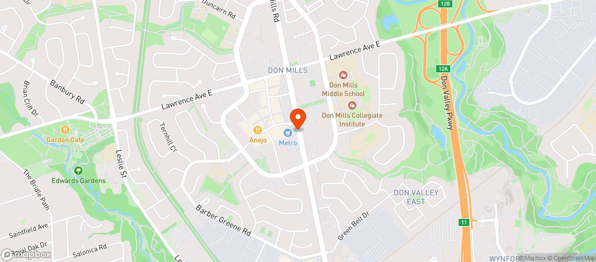 Map showing Metro Don Mills
