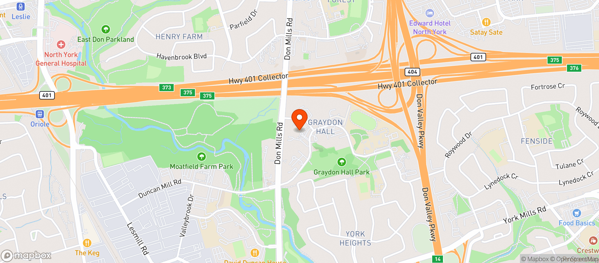Map showing Graydon Hall Manor