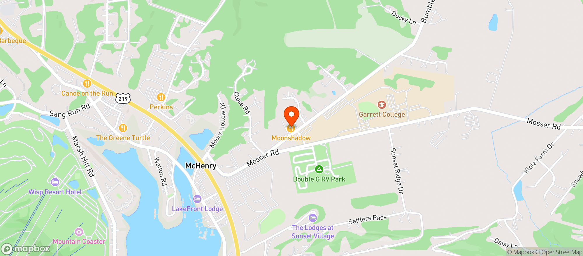 Map showing Moon Shadow Cafe