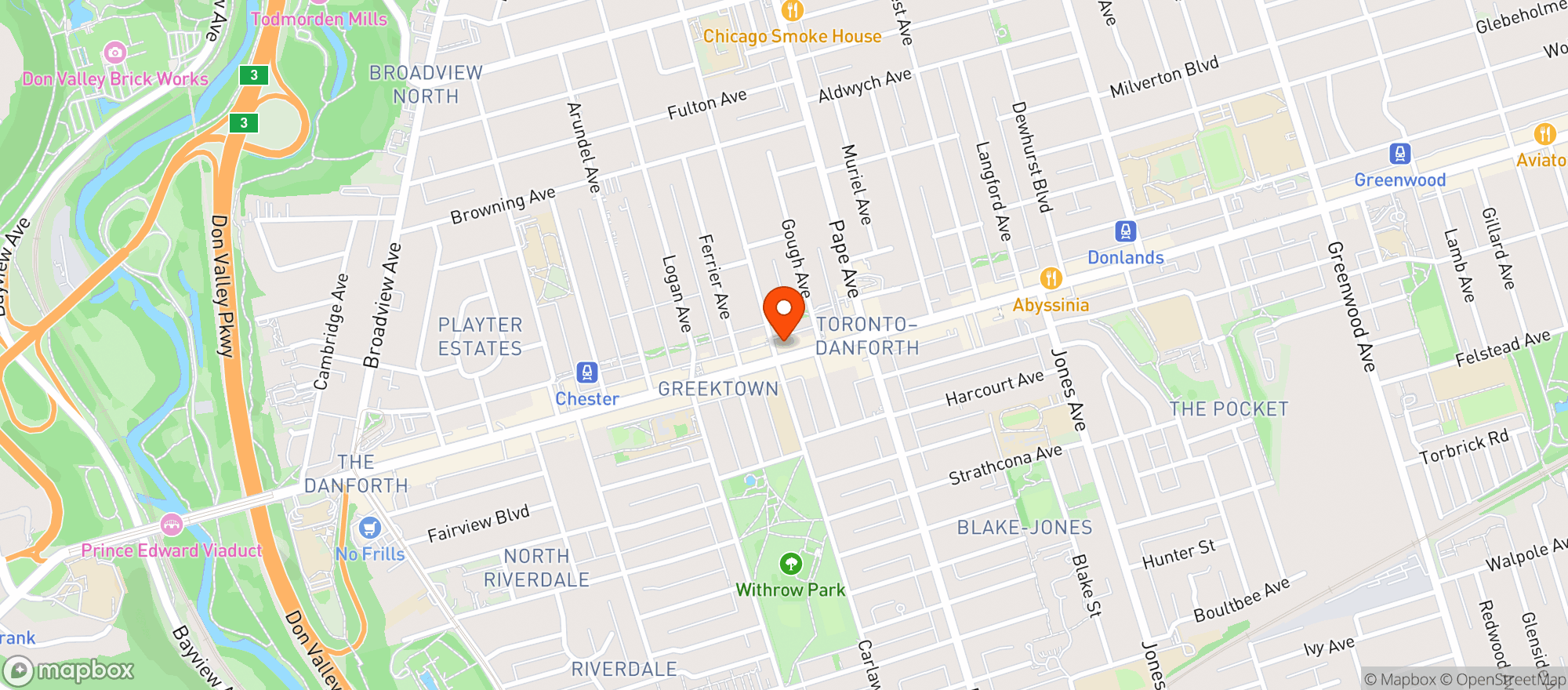 Map showing Healthy Planet - Danforth