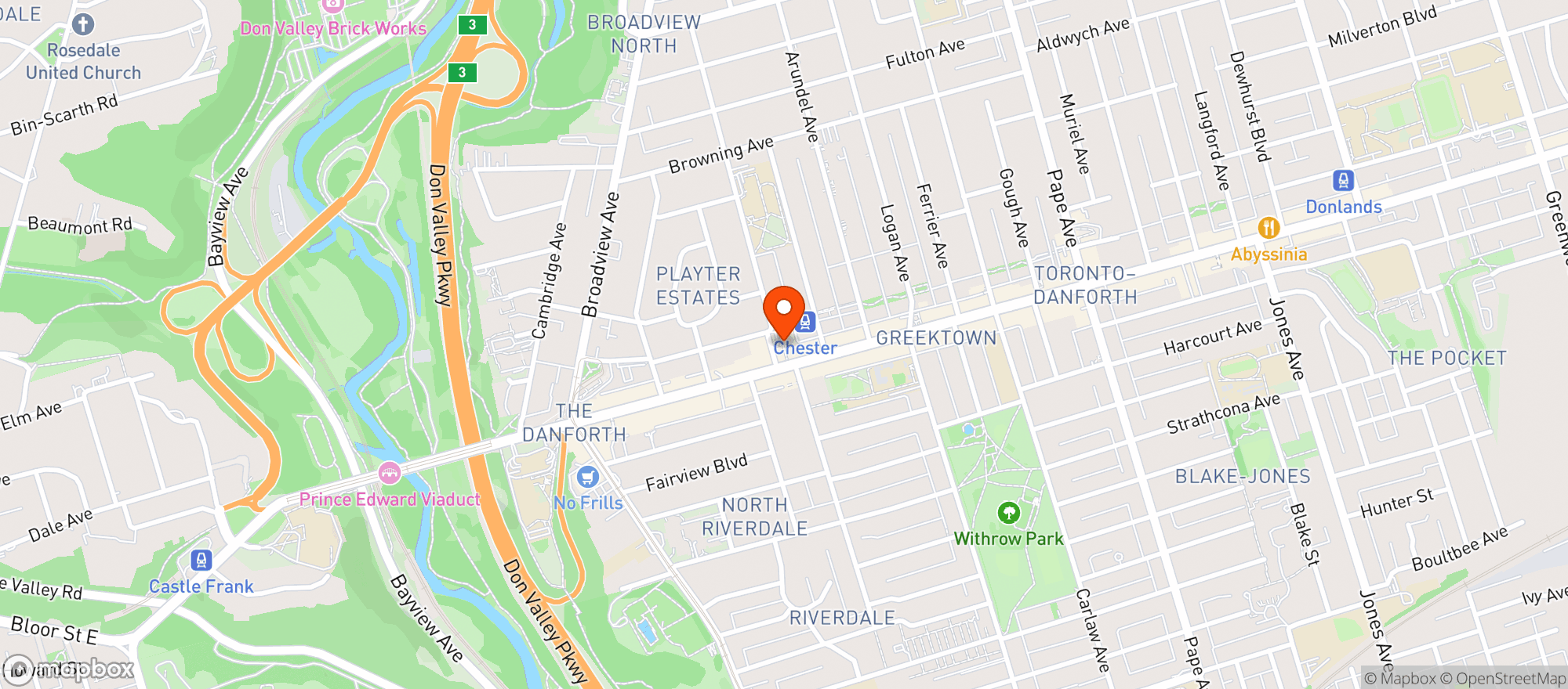 Map showing The Big Carrot Danforth Community Market