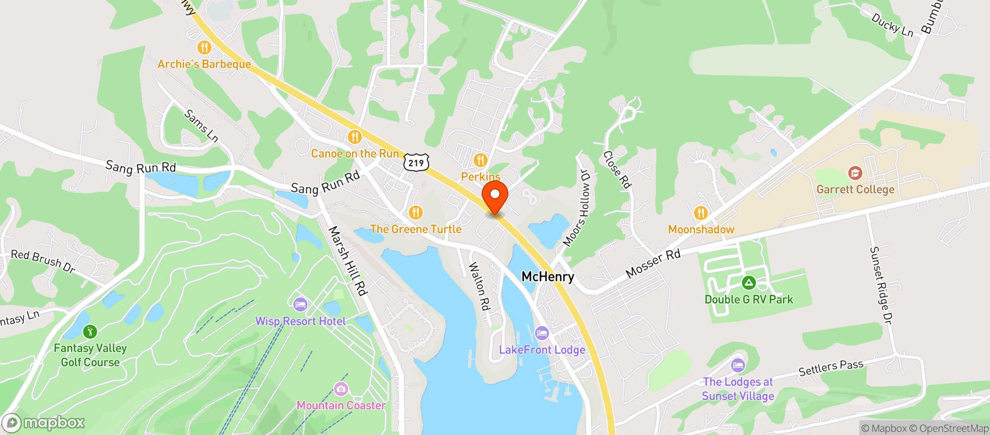 Map showing MCHENRY BEVERAGE SHOPPE