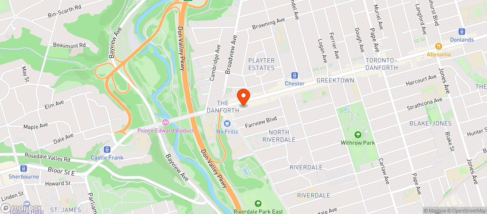 Map showing Danforth Music Hall (Live Nation)