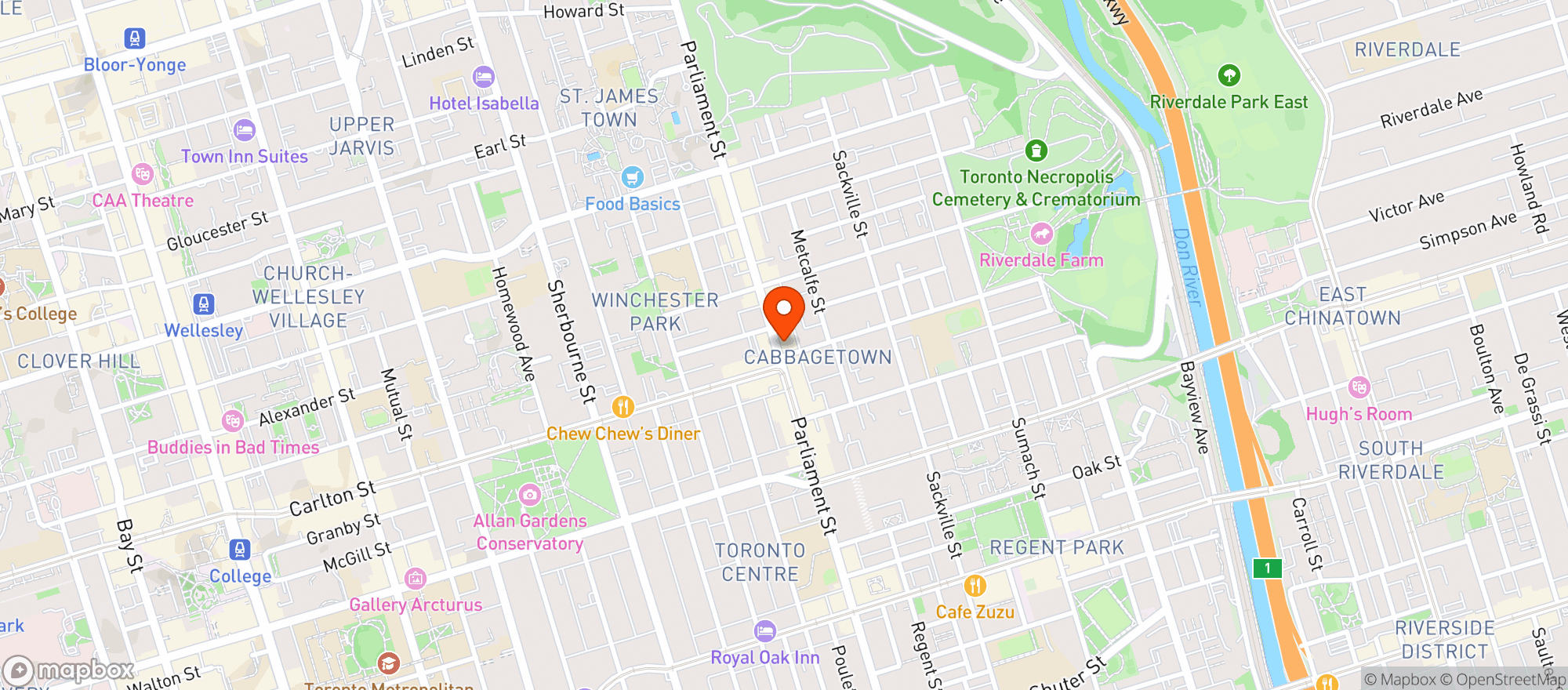 Map showing Cabbagetown Organics