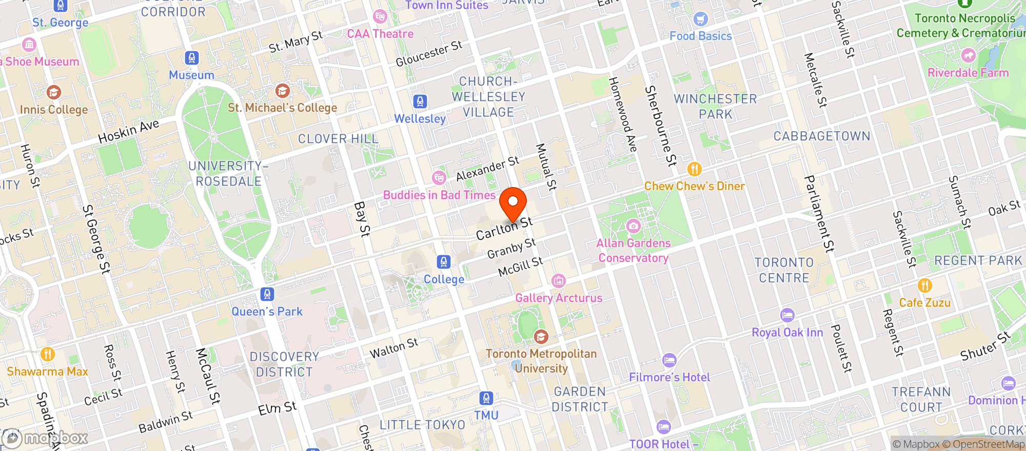 Map showing LOBLAW TORONTO CARLTON