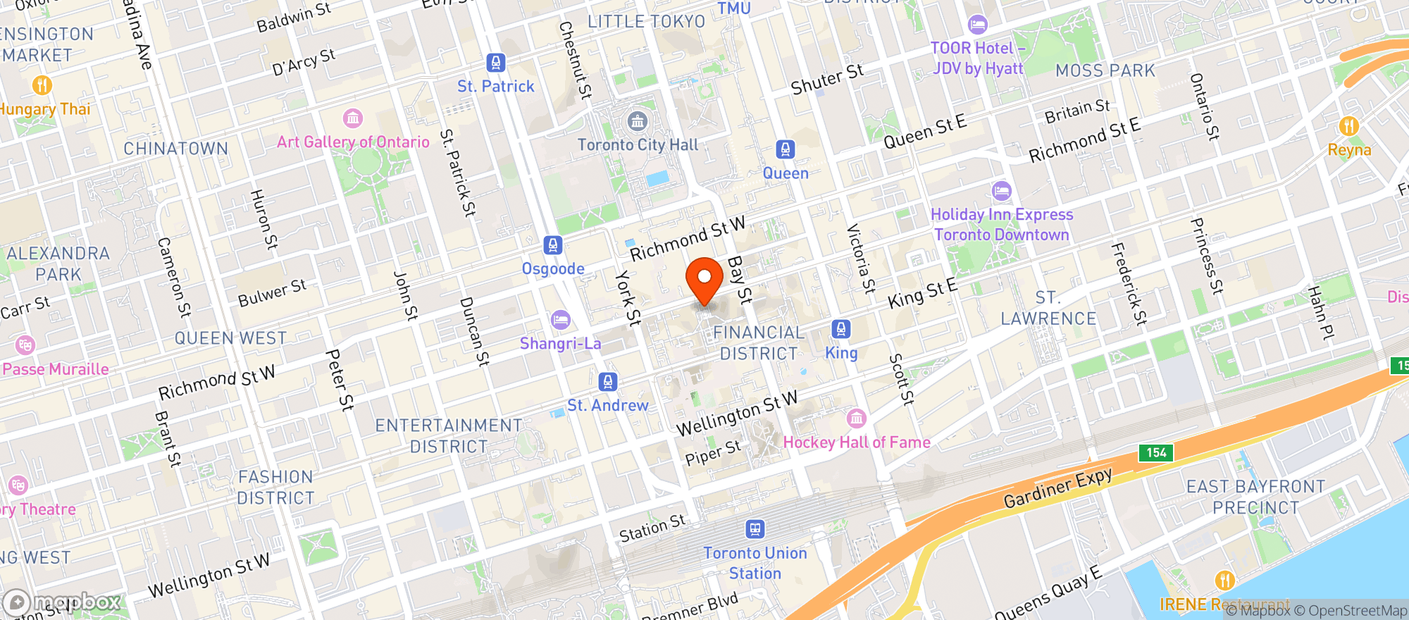 Map showing King Taps First Canadian Place