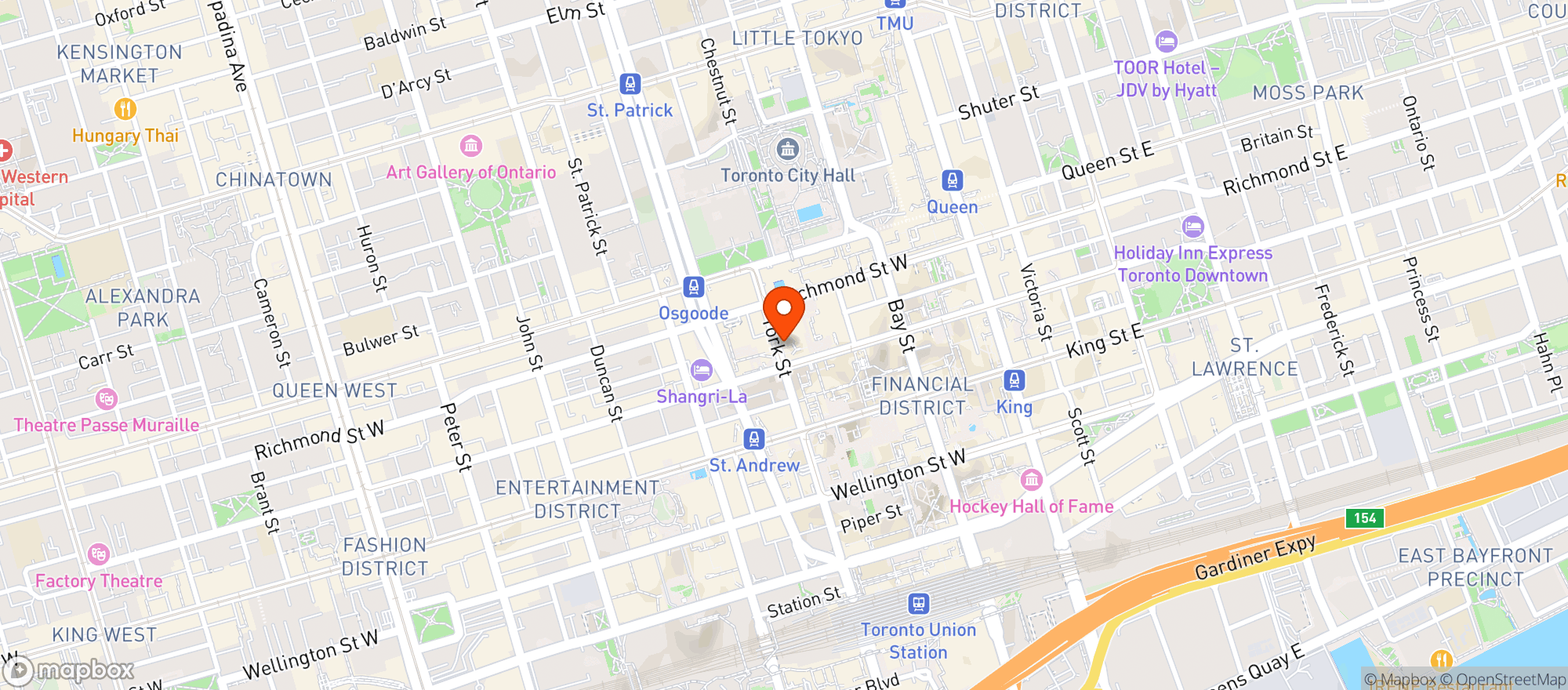 Map showing The Keg - York St