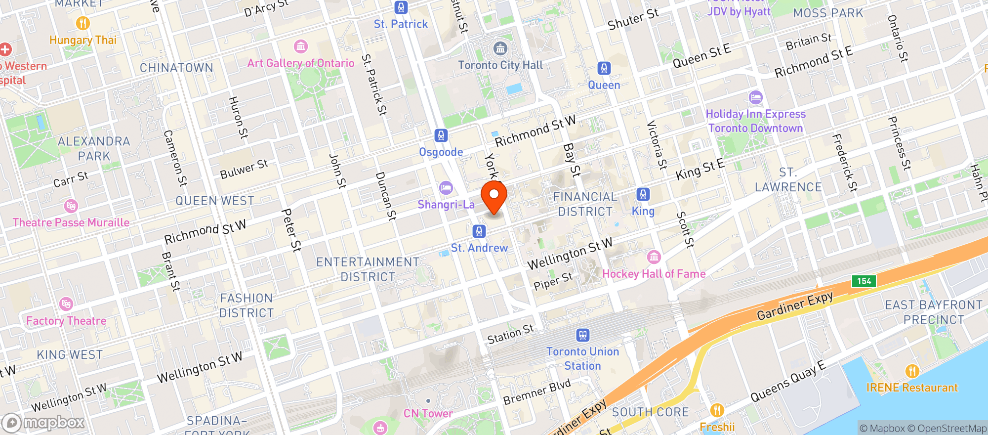 Map showing Earls Financial District
