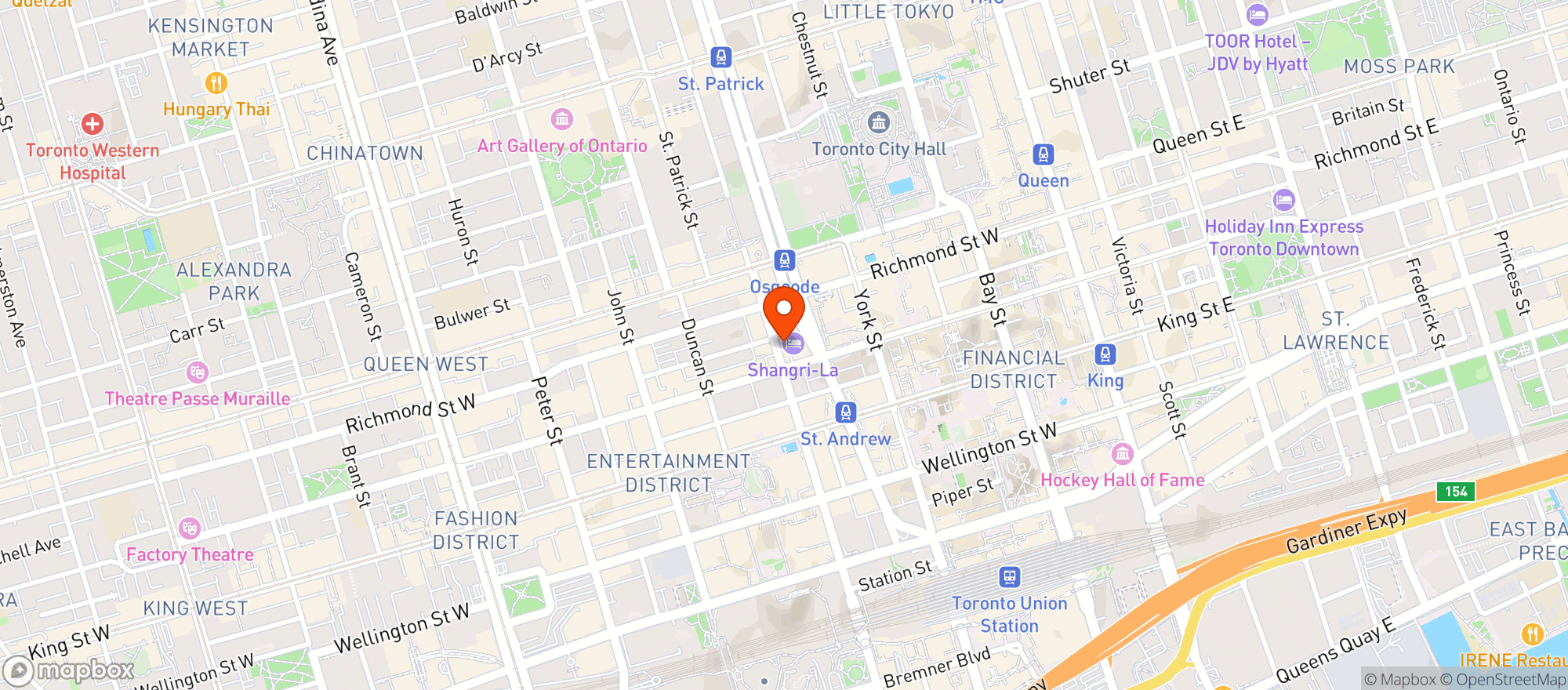 Map showing Shangri-la Toronto
