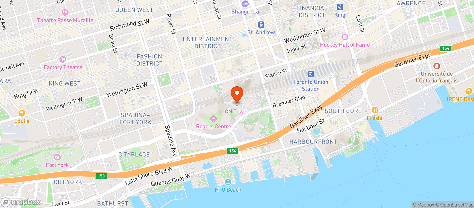 Map showing CN Tower