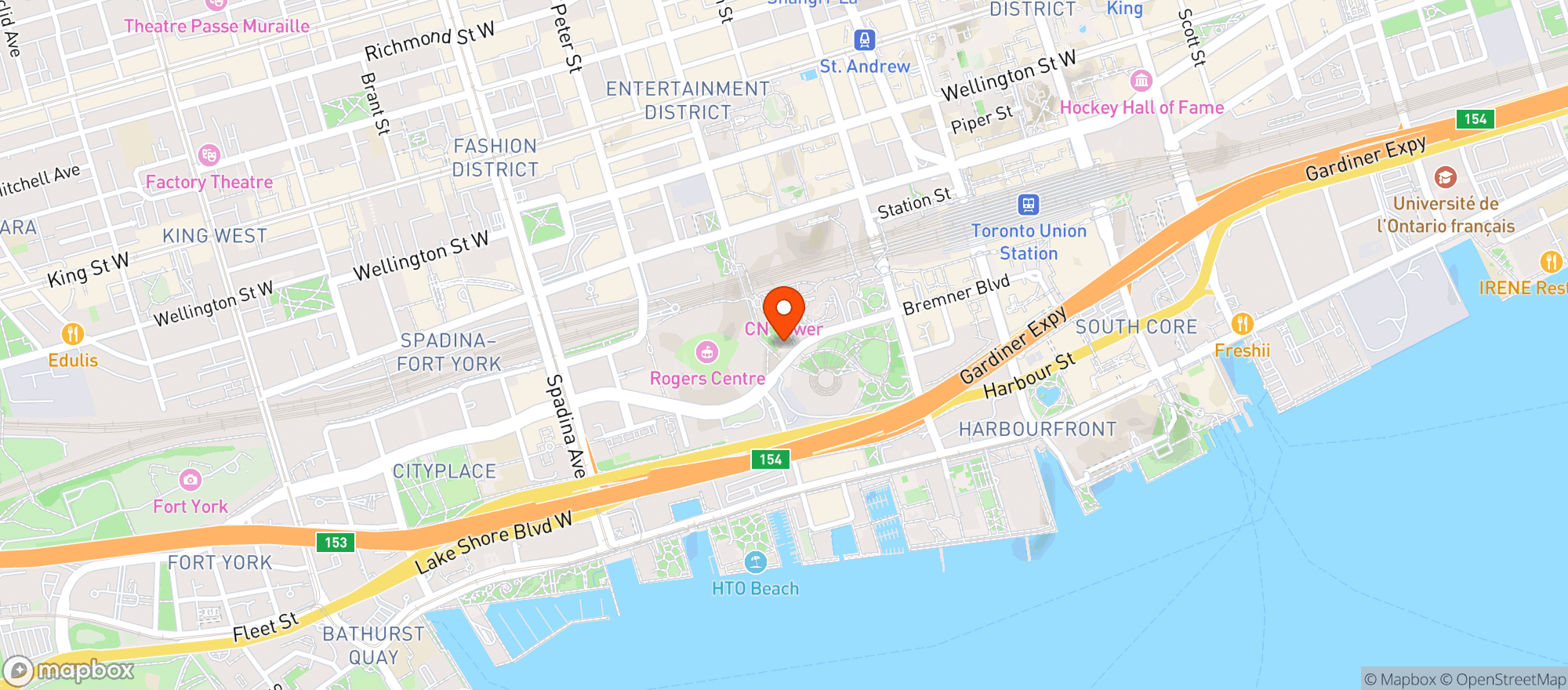 Map showing Steam Whistle Brewing