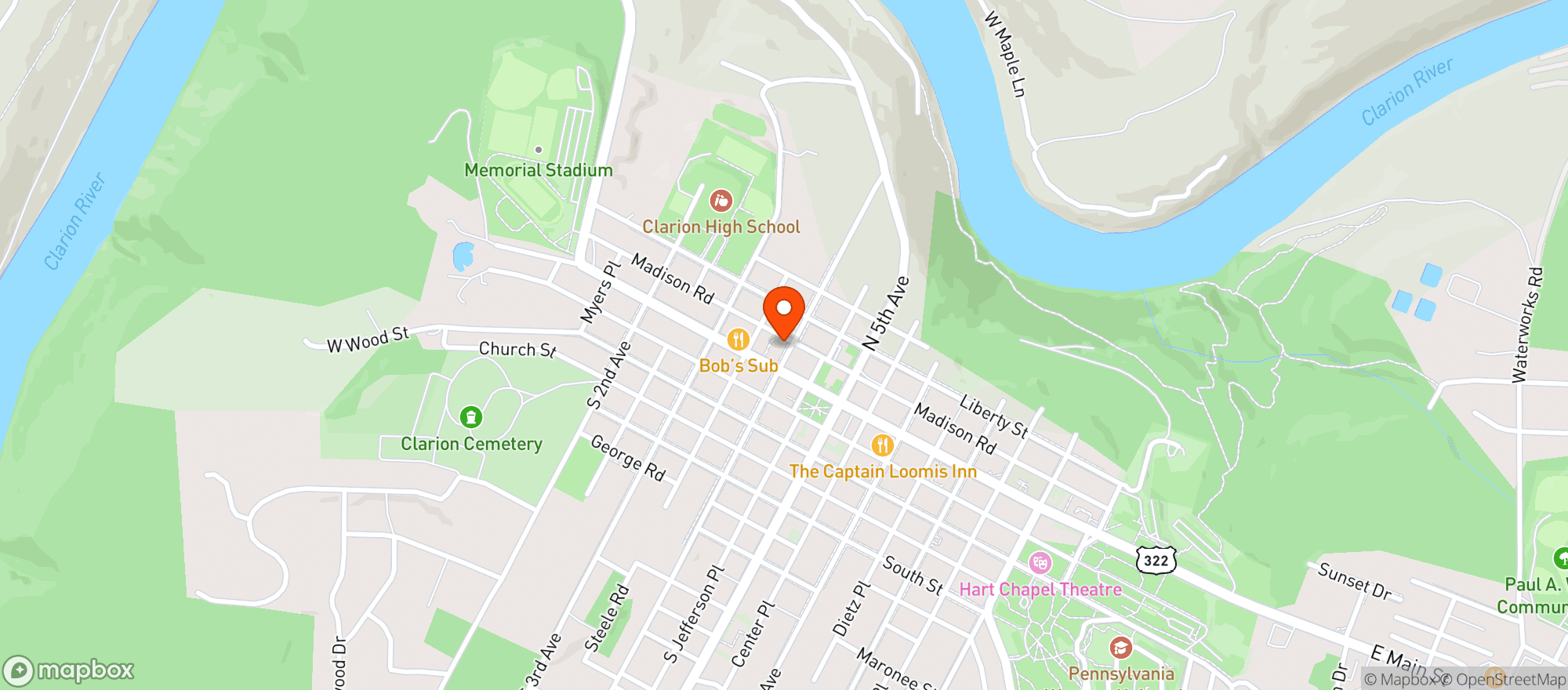 Map showing CLARION BEVERAGE
