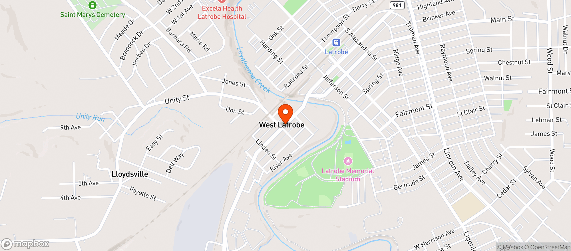 Map showing Greater Latrobe Beverage