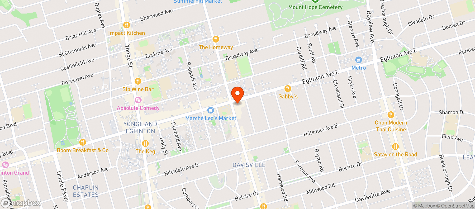 Map showing Yonge Fresh Market