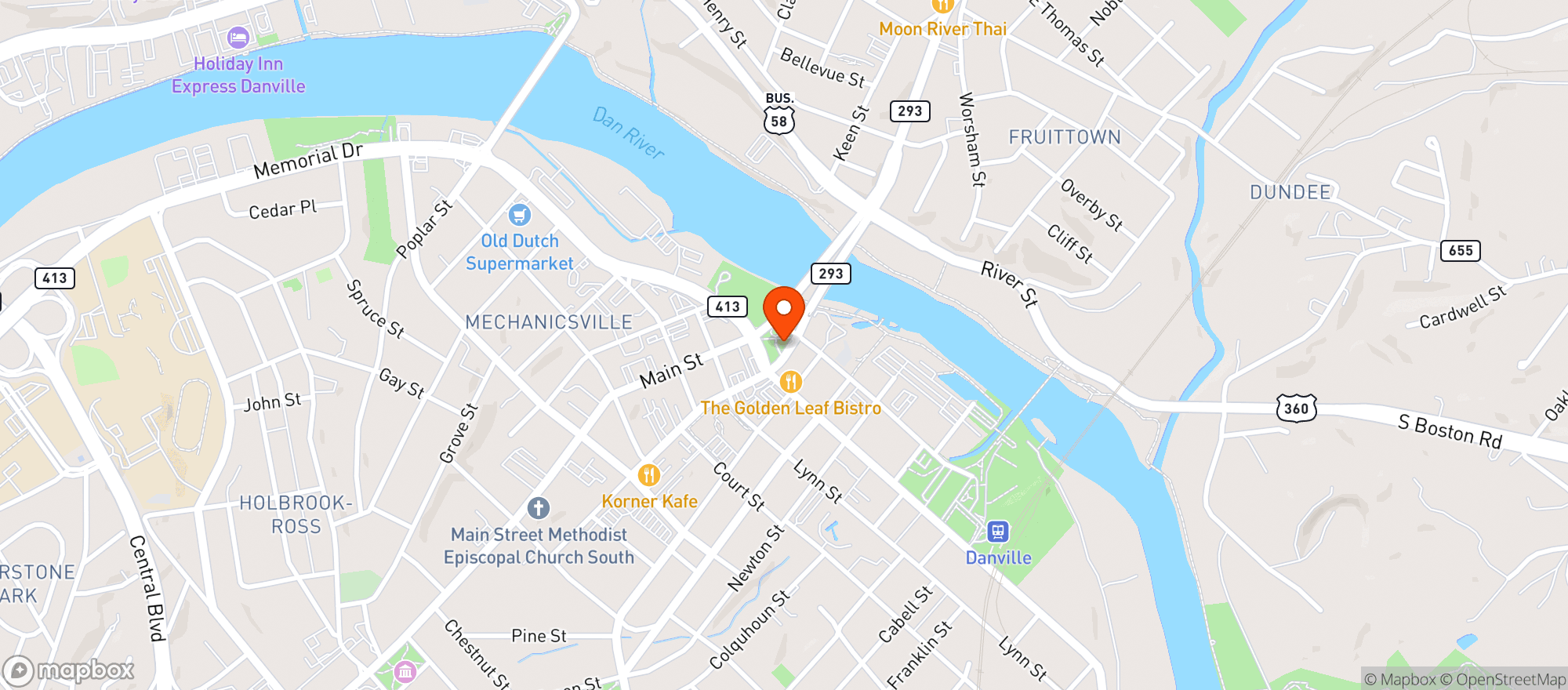 Map showing Mes Burgers And Brews