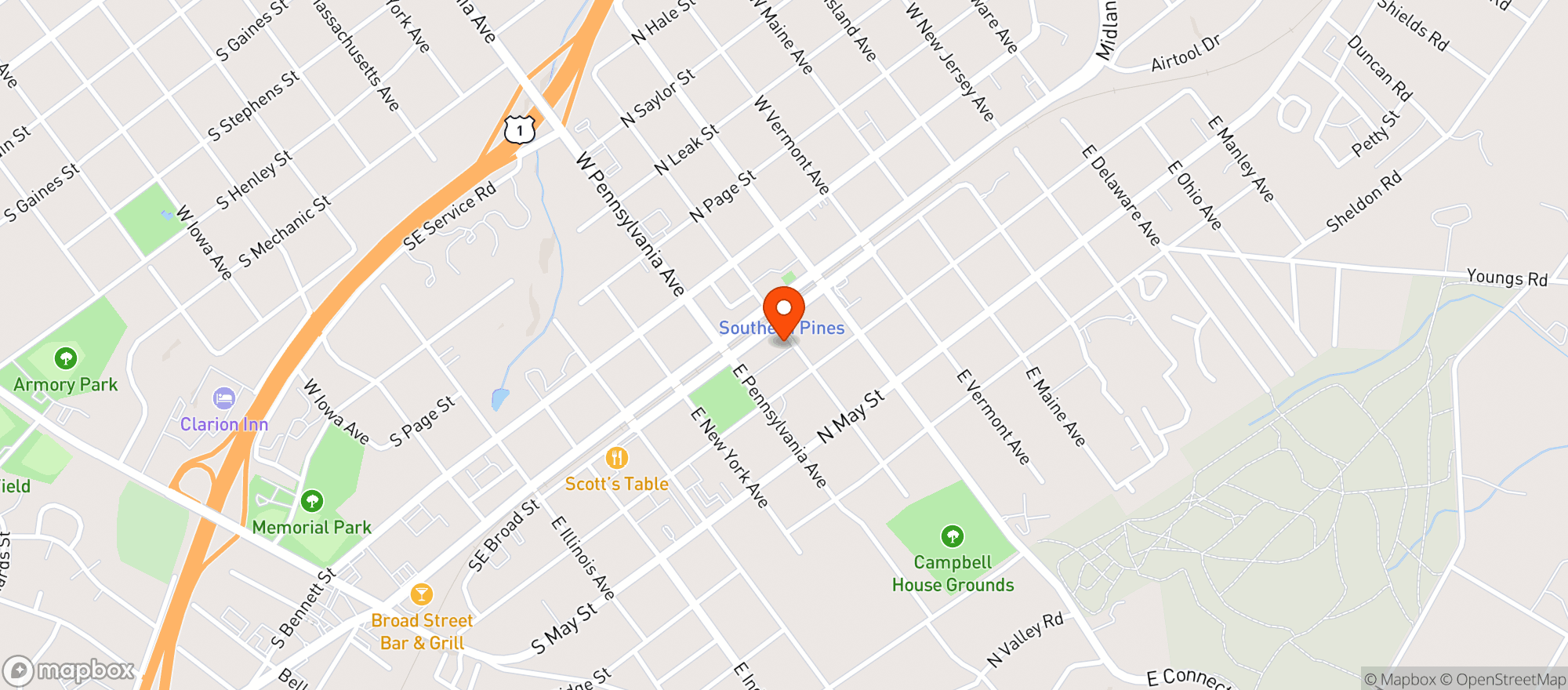 Map showing Ashtens Restaurant