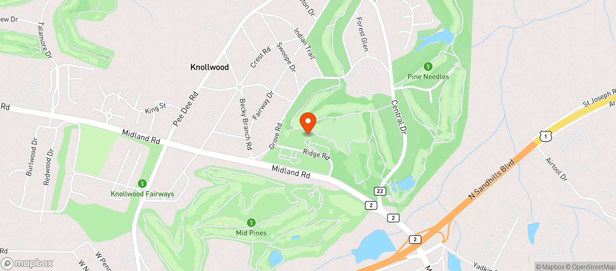 Map showing Pine Needles Resort & Country Club