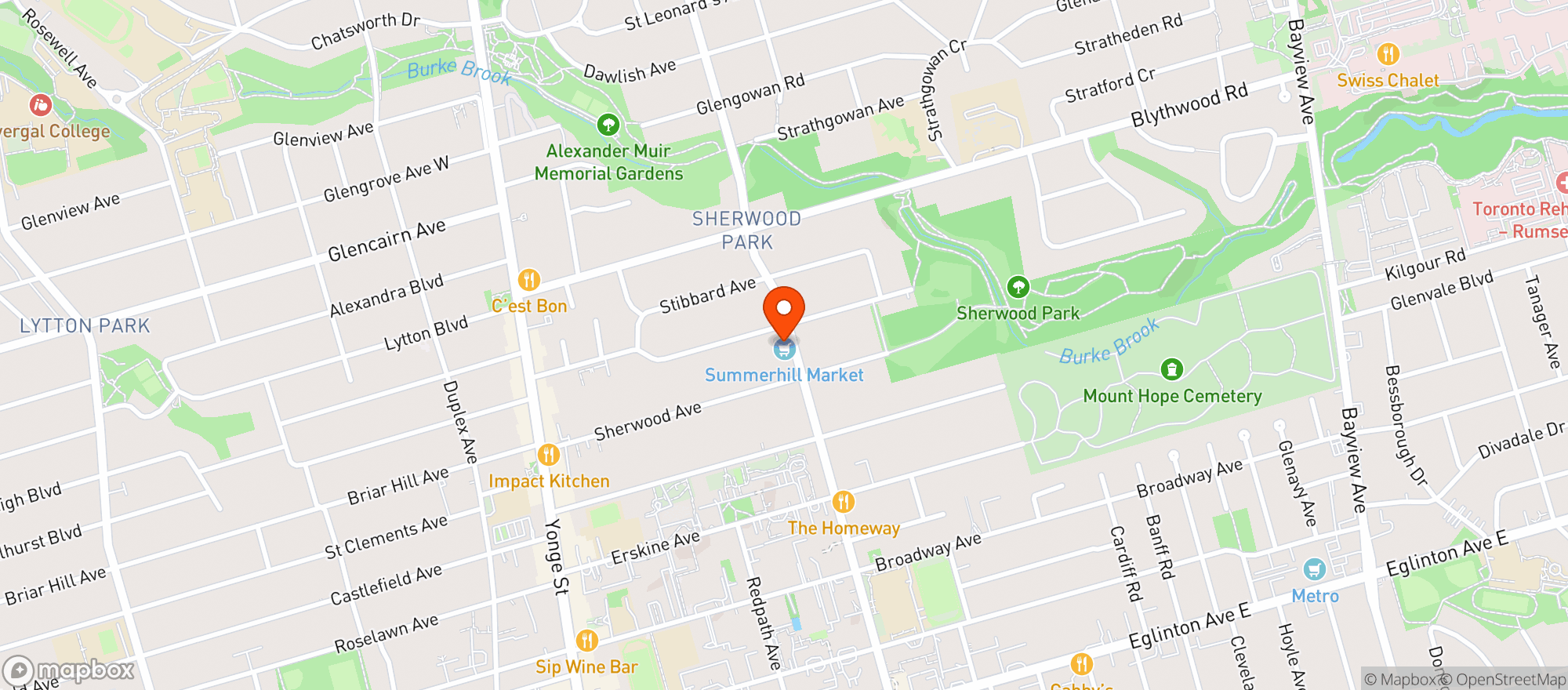 Map showing Summerhill Market Sherwood