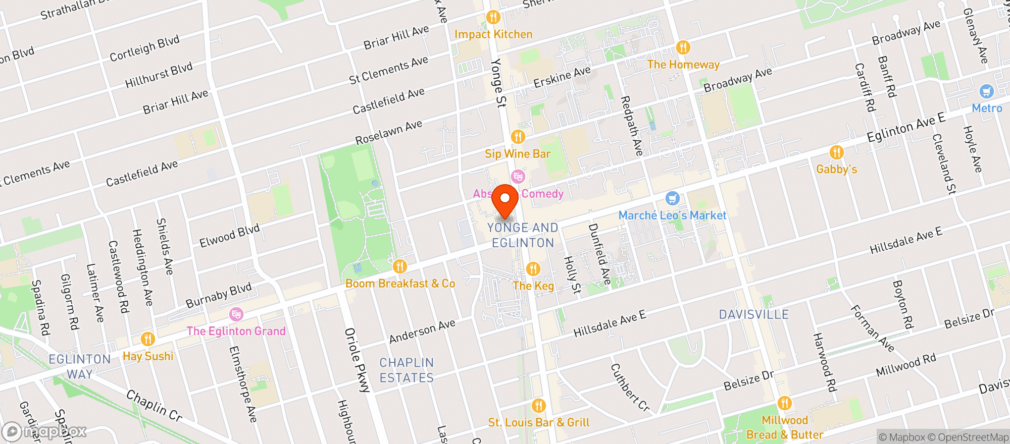 Map showing Metro Yonge & Eglinton