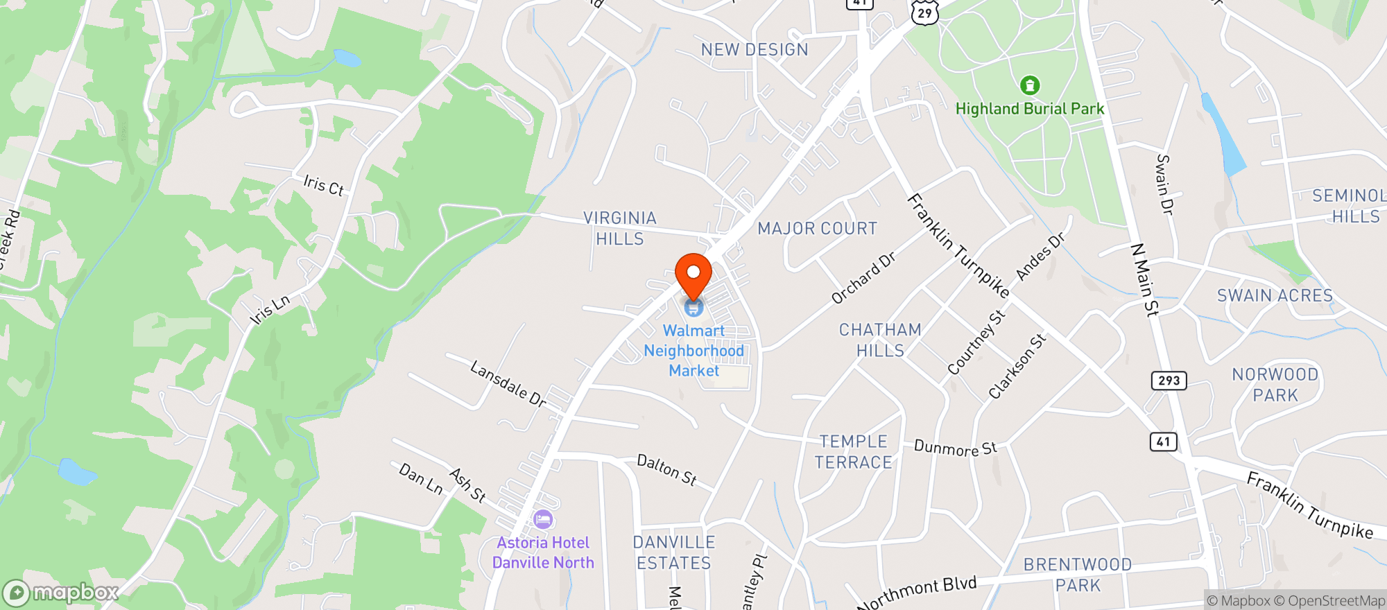 Map showing Walmart Neighborhood Ma #5829