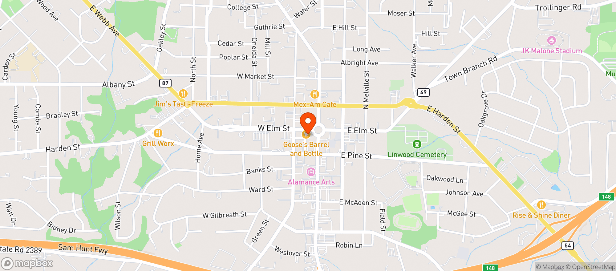 Map showing Gorgeous Goose (Graham)