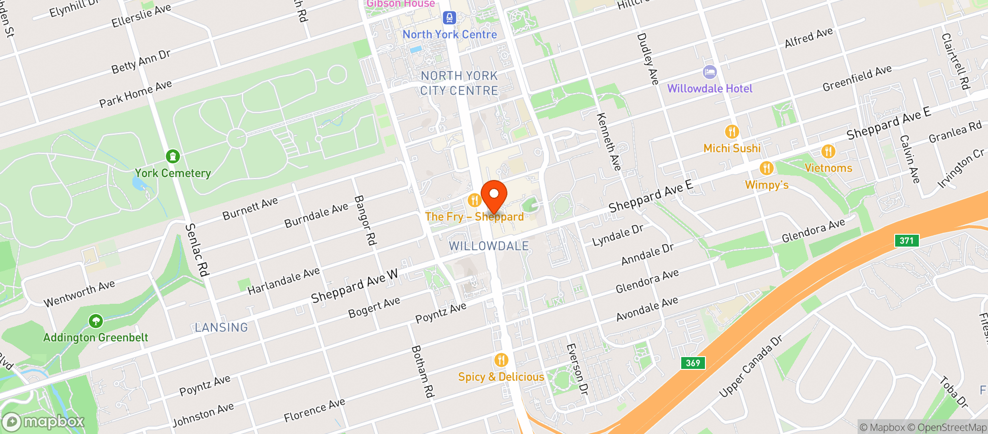 Map showing Longo's Yonge Sheppard Centre