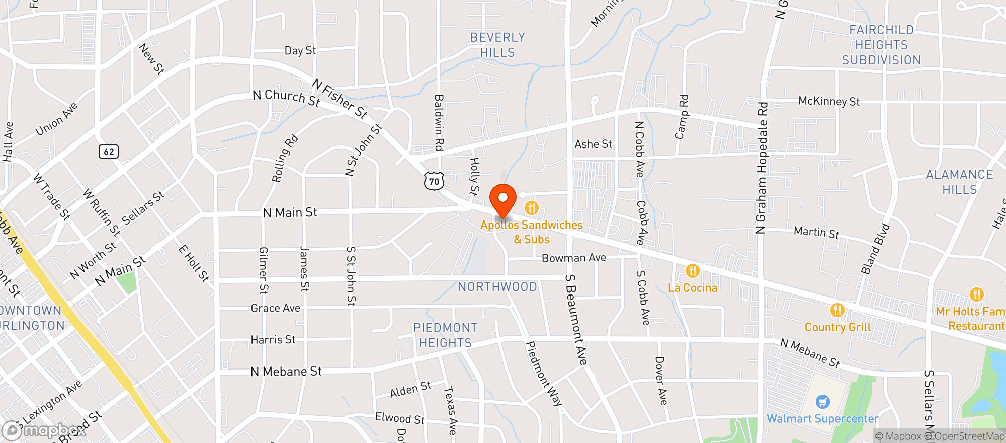 Map showing Cruz Thru (n Church St)