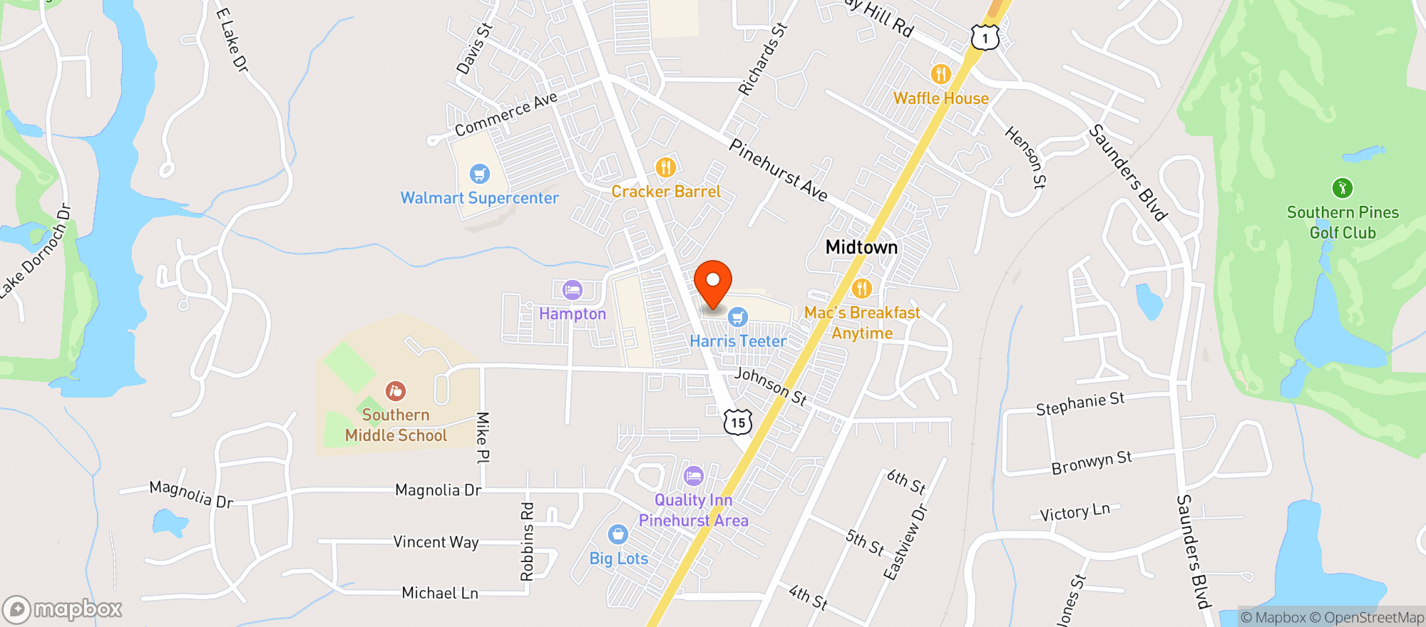 Map showing Harris Teeter