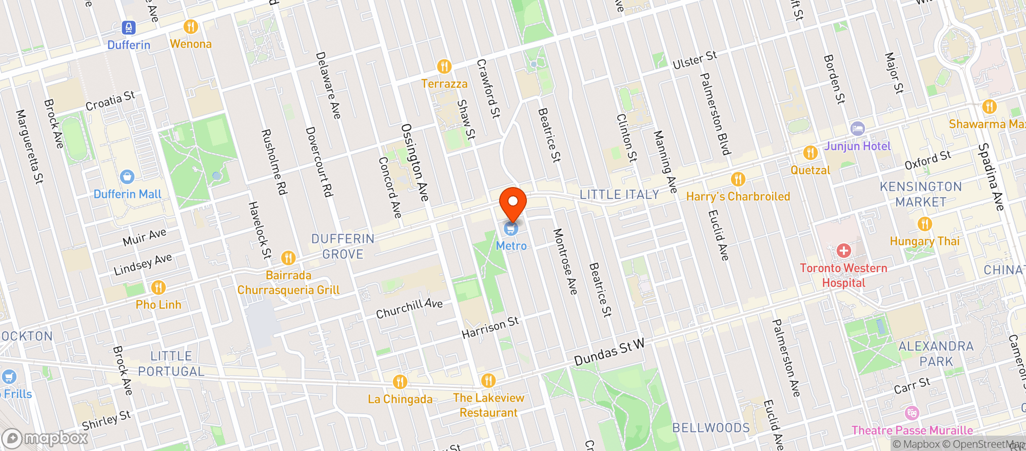 Map showing Metro Ontario