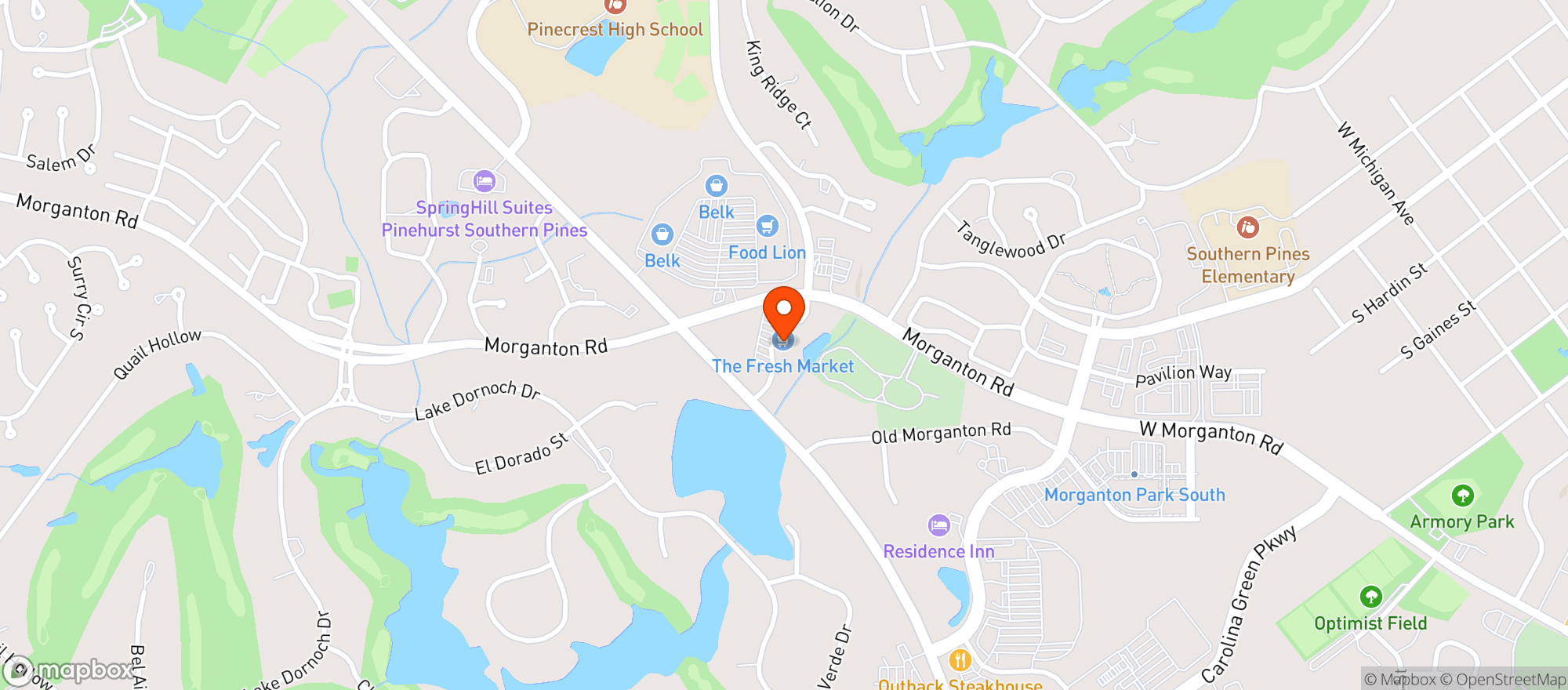 Map showing The Fresh Market (Southern Pines)