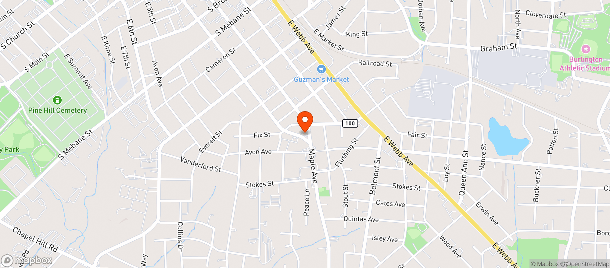 Map showing RICKS FOOD MART