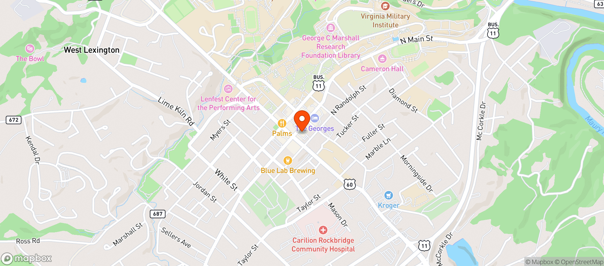 Map showing Robert E Lee Hotel