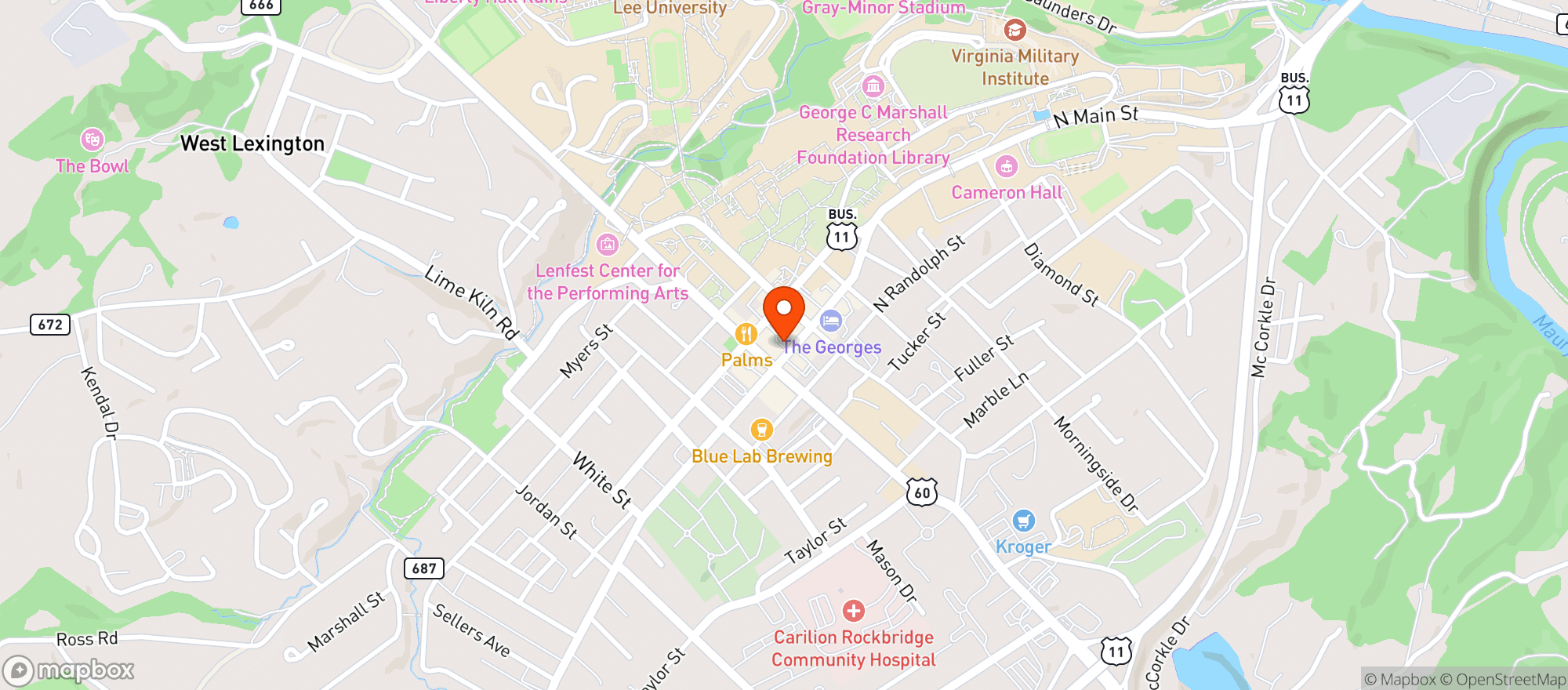 Map showing Washington St Purveyors