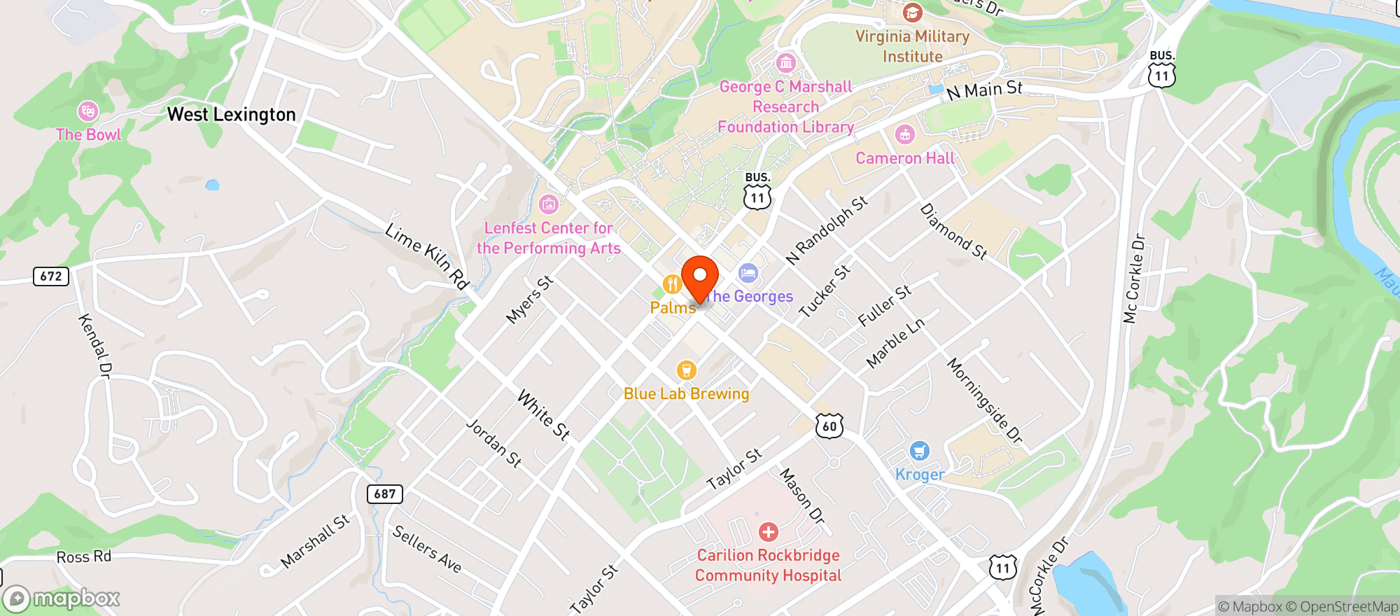 Map showing PURVEYORS ON MAIN