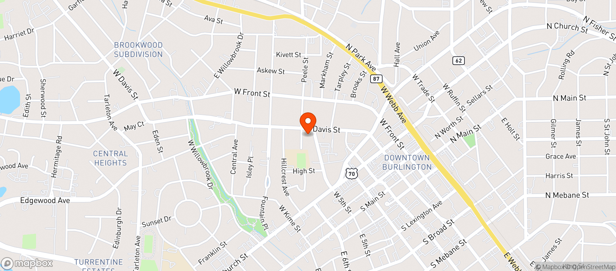 Map showing LAPIN BLEU LLC (BAR, BOTTLE SHOP, CRAFT BEVERAGES) - CHAPEL HILL NC