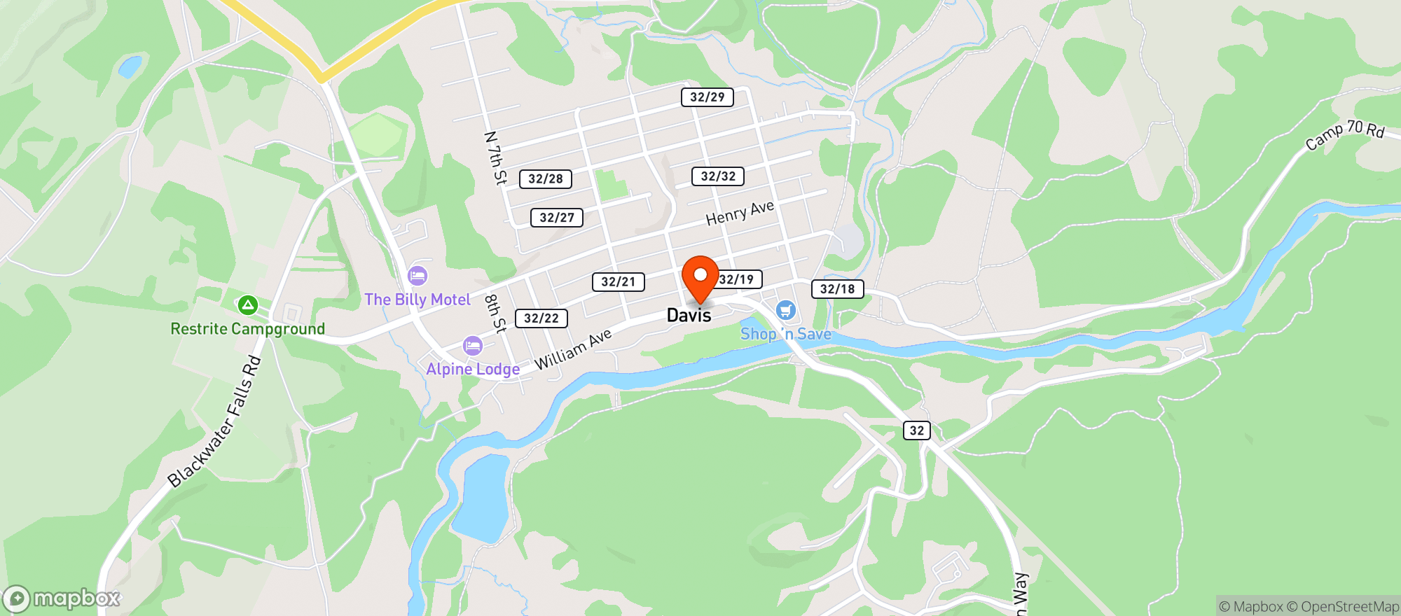 Map showing SHOP N SAVE EXPRESS