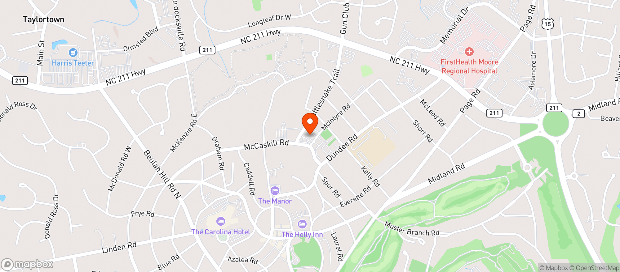 Map showing Pinehurst Pizza