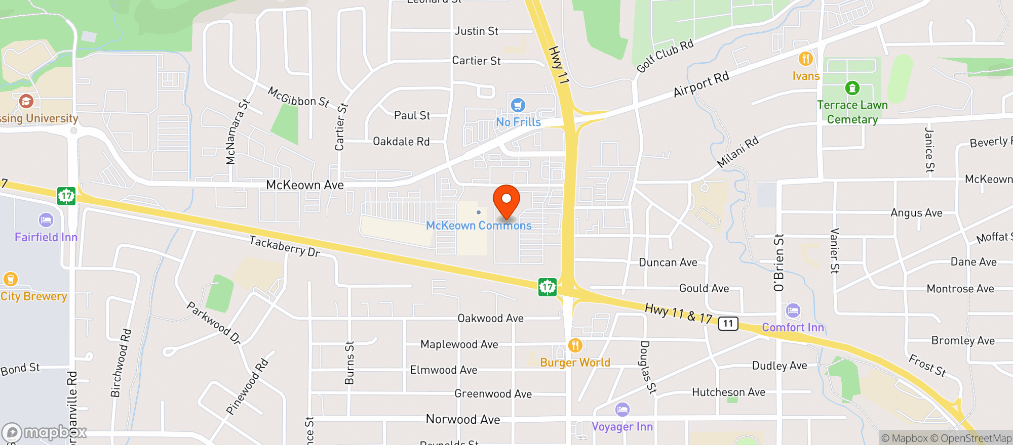 Map showing Staples