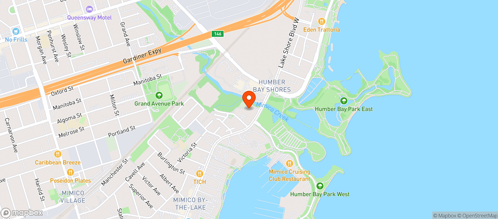 Map showing Metro Humber Bay Park