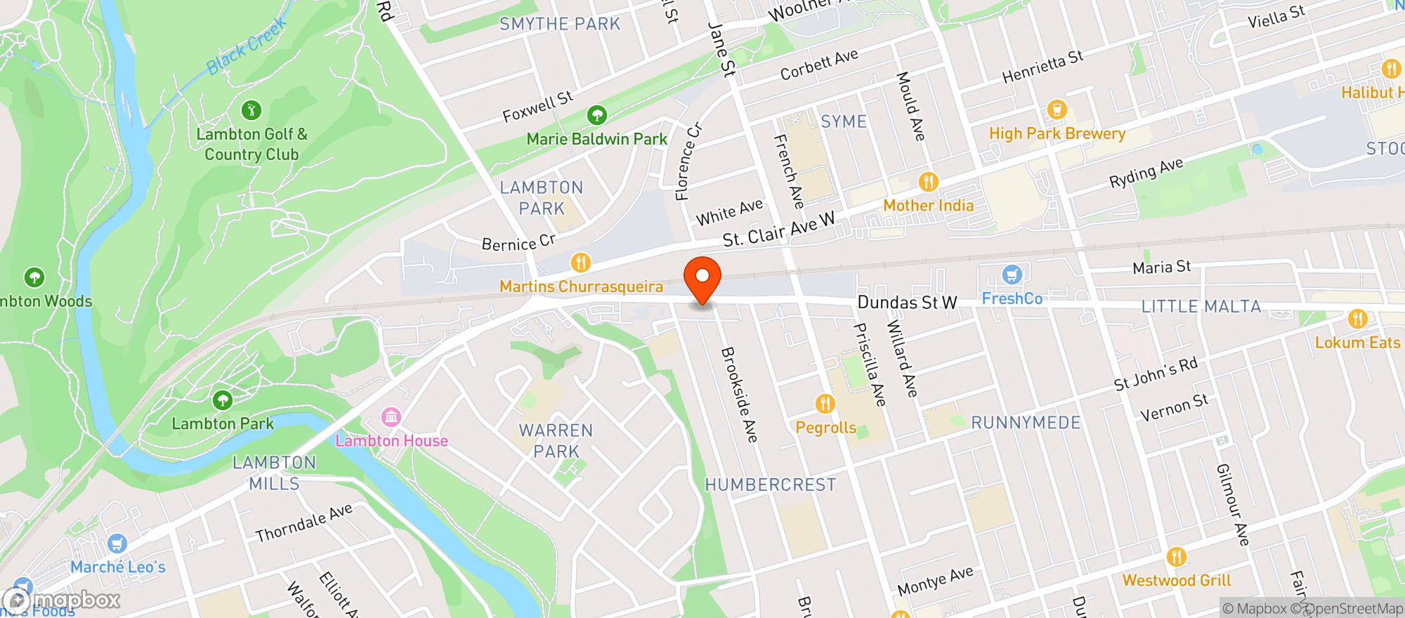 Map showing Summerhill Market – Dundas