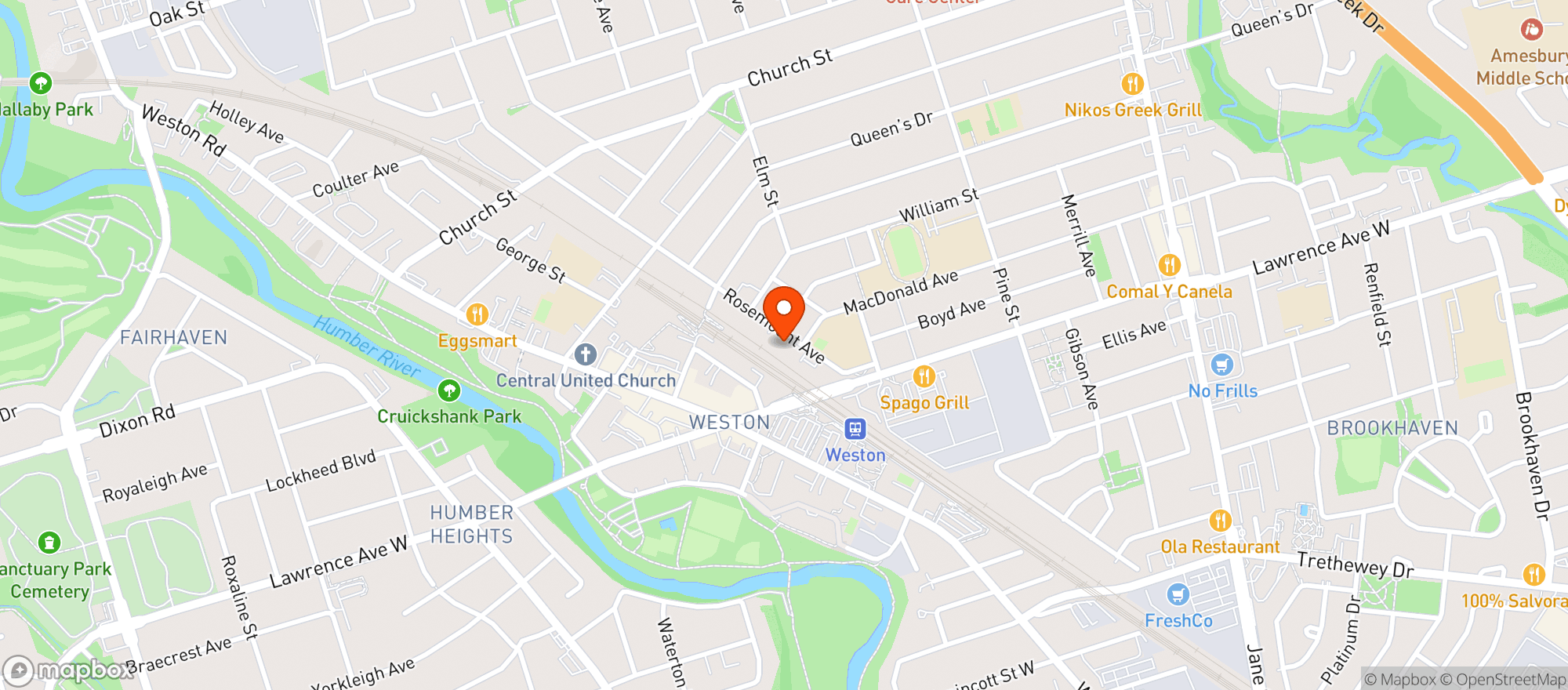 Map showing The Rosemount Cafe