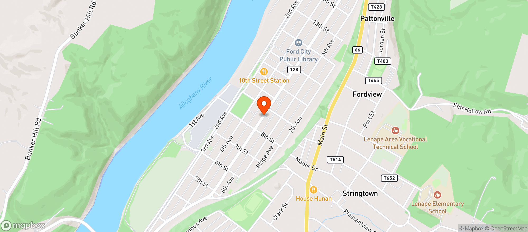Map showing Ford City Beer & Pop