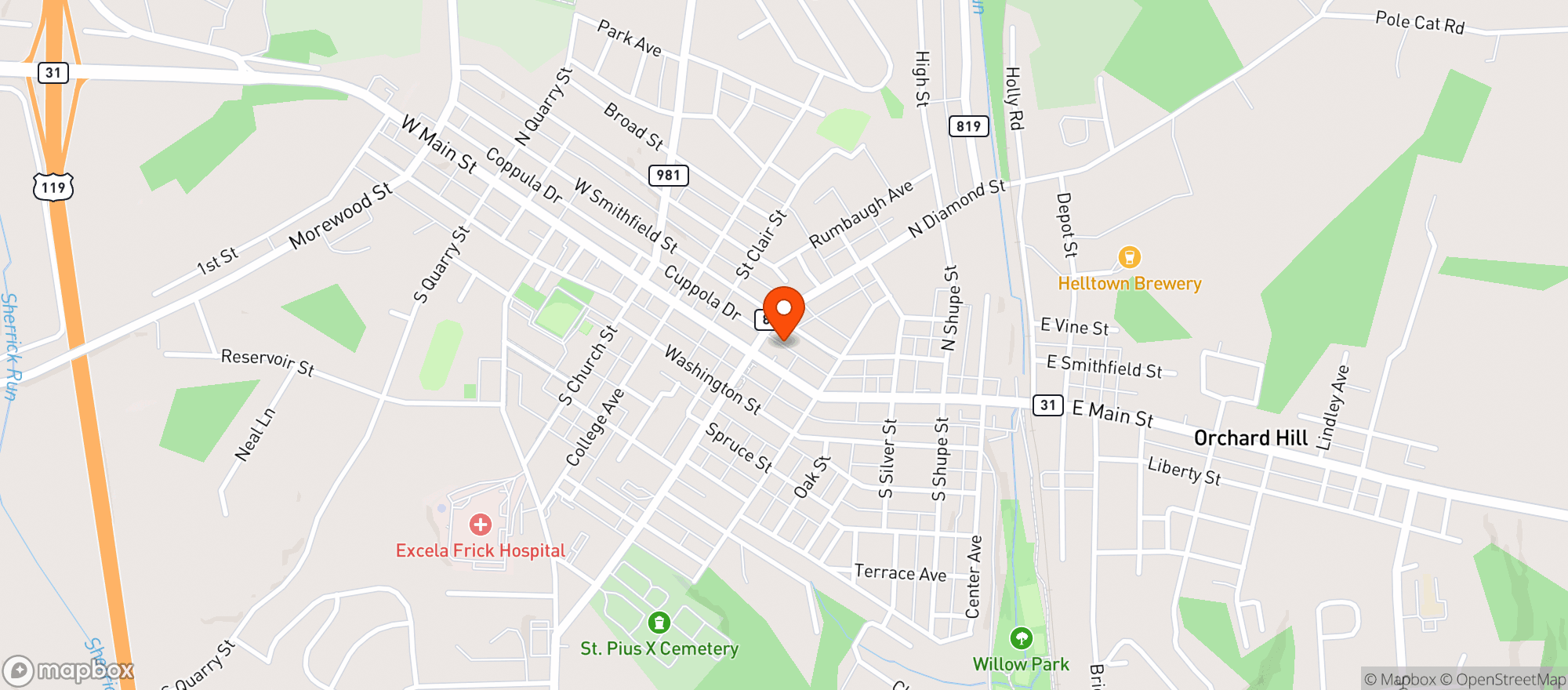 Map showing J B'S BEER