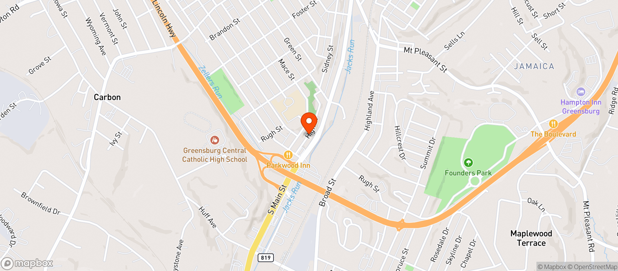 Map showing BEER ARENA GREENSBURG(EIG