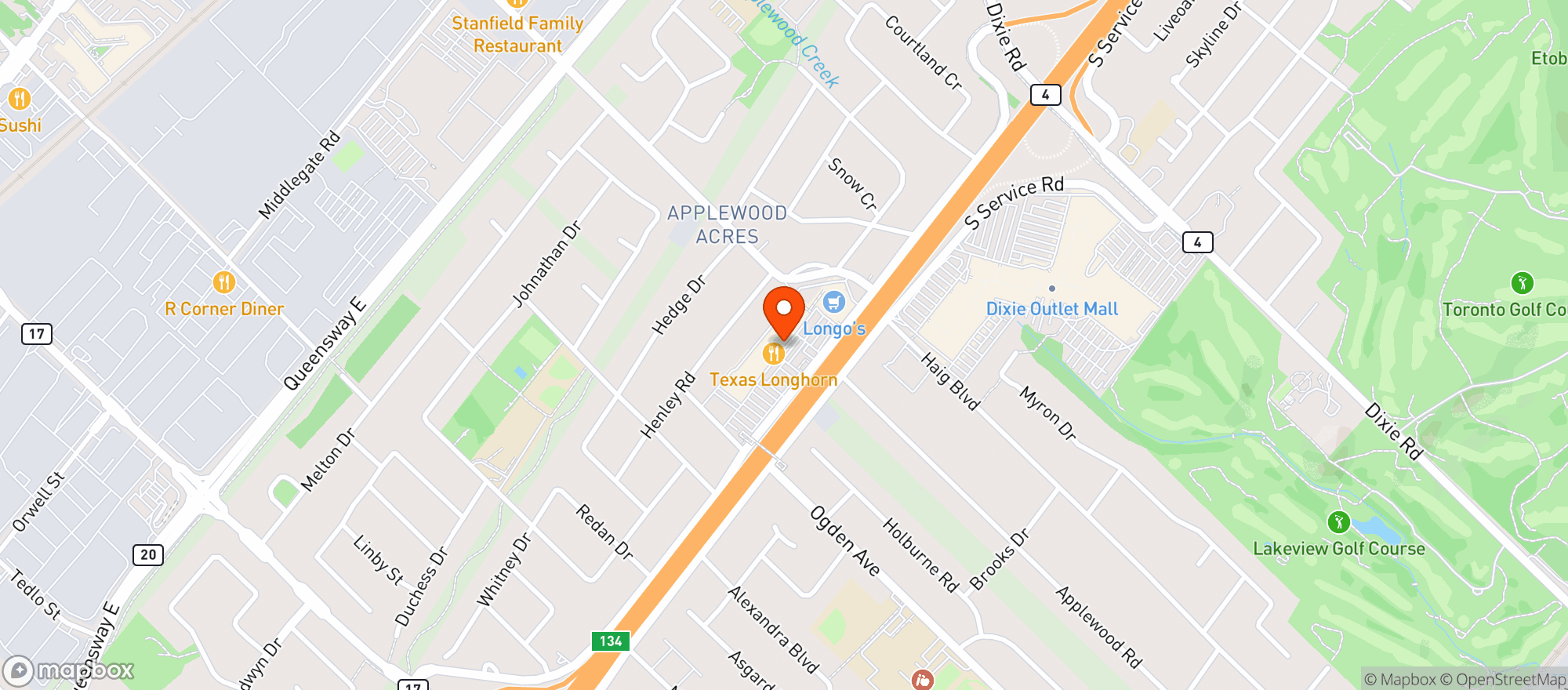Map showing Longo's Applewood Village